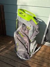 Sun Mountain Men's 2022 C130 14-Way Divided Golf Cart Bag - Grey and lime green