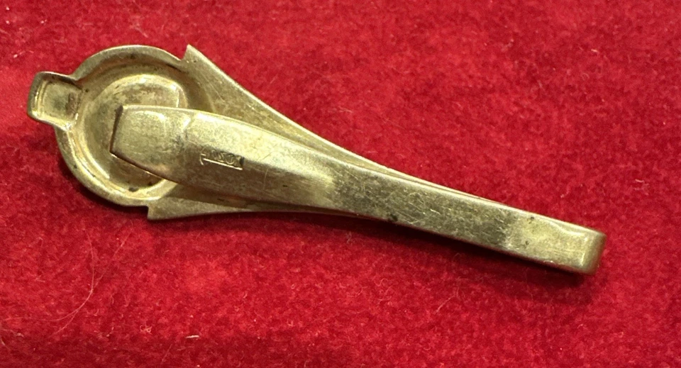 Clip para dinero o corbata Art Deco Anson Company hecho en Providence, diseño de vidrio rojo RI Foto 3 de 4