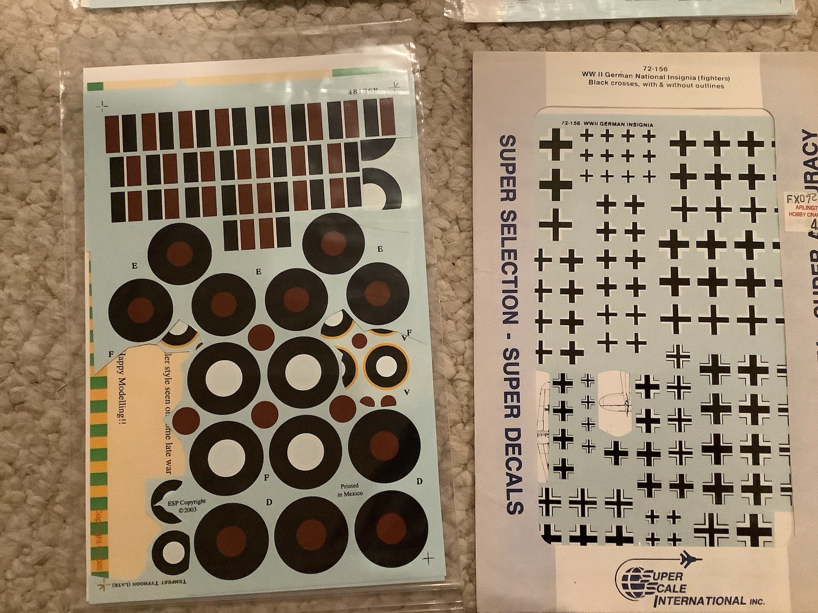 Lot of WW2 National Insignia Decals in 1/72 and 1/48 - Various Manufacturers 