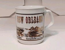 New Orleans City Sites Souvenir Coffee Mug  White With Gold Coffee Cup