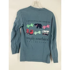 Simply Southern Long Sleeve T Shirt Blue Preppy Tshirt Collection Women's