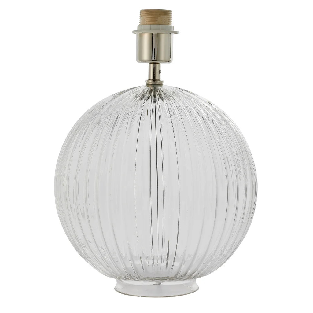 Lamp Base Clear Jemma Table Light Satin Nickel Ribbed Glass Only Endon 81896