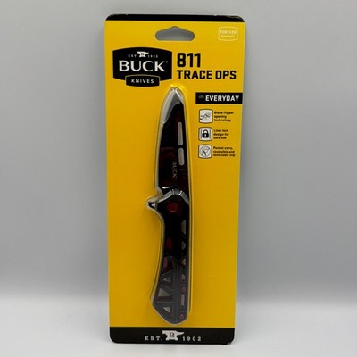 Buck 811 Trace OPS Folding Knife - Removable Clip - Red & Black 0811BKS-C *NEW*