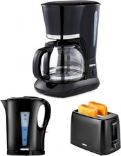 GEEPAS 1.5L Filter CoffeeMachine-1.7L Electric Kettle& 2Slice ToasterCombo-Black