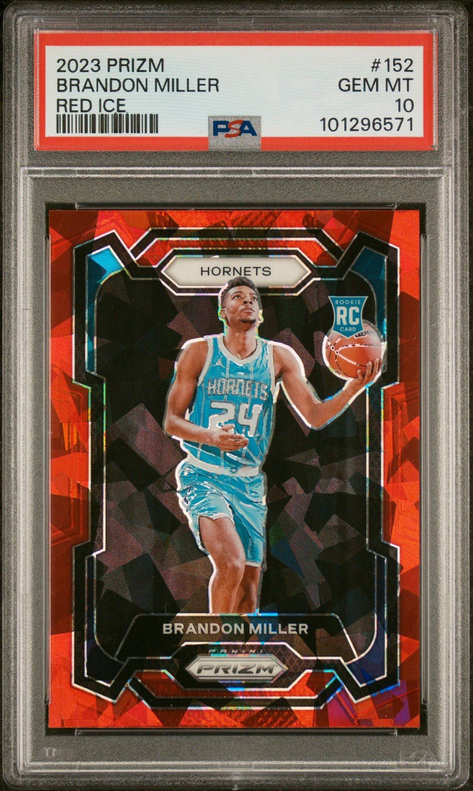 2023-24 Panini Prizm Red Ice Prizm Brandon Miller #152 PSA 10 GEM MT Rookie RC