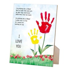 Family Handprint Kit, Flower Handprint Keepsake Wooden Sign with Stand and