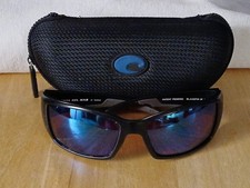 Costa Del Mar Sunglasses Blackfin 580 Green Blue Mirror Lenses  Case