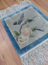 Handmade Bird Rug Bamboo Silk Chinese Rug Pictoral Cushion Decor Rug A