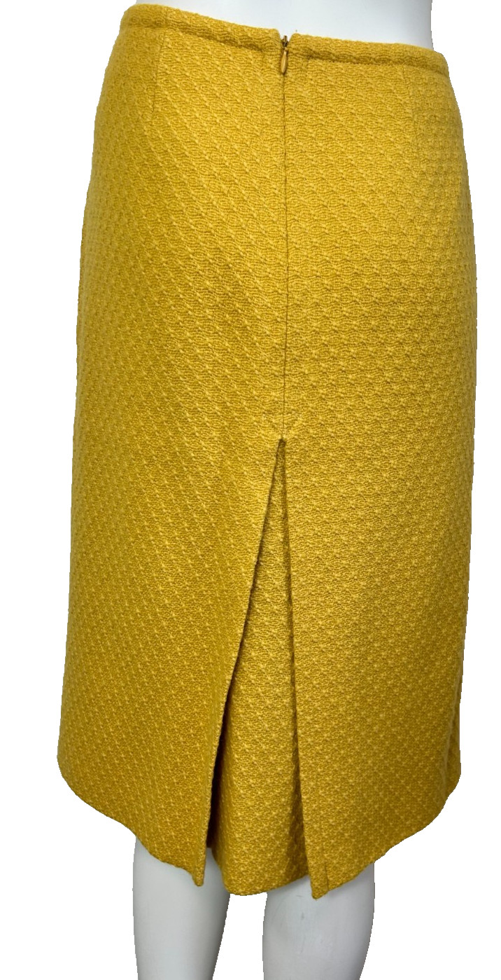 Vtg Barneys New York Alpaca Wool Midi Skirt IT 44 US 10 Mustard Yellow Italy image 8