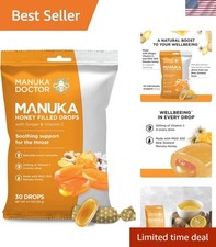 Cough Drops, Manuka Middles, 30 Drops Pack of 1 Throat Lozenges Infused with ...