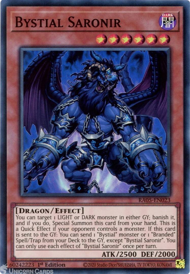 RA05-EN023 Bystial Saronir : Super Rare 1st Edition Mint YuGiOh Card