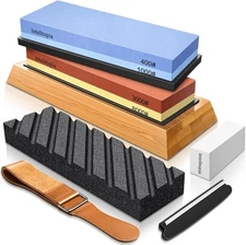 Complete Knife Sharpening Kit - Dual-Sided Whetstone with Instructions Included
