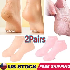 2 Pair Full Length Silicone Gel Moisturizing Socks Foot Care Protector Free Ship