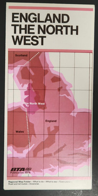 England The North West Travel Souvenir Pamphlet Booklet BTA 1974 Regional Map