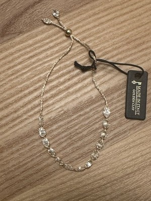 Goldener Notenschlüssel 14 KT geflochten Gold Kristall verstellbar Armband NEU