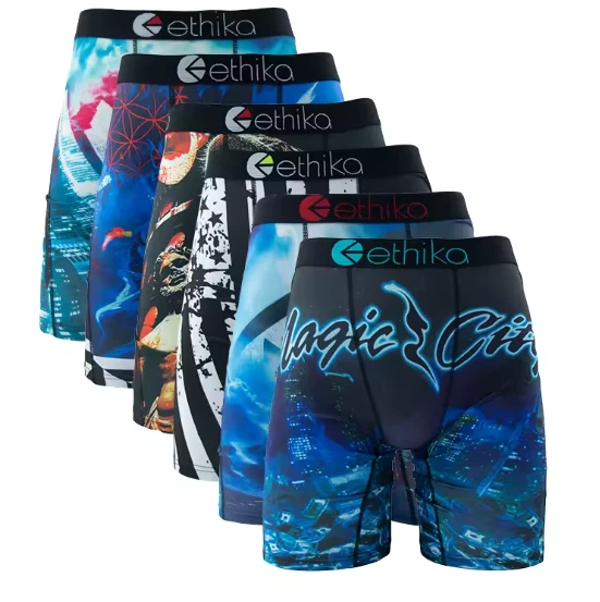 6 件装-Ethika 全新时尚透气男式 Staple 平角短裤裤子 — 第 4/4 张图片