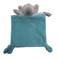 Carters Blue Grey Elephant Satin Security Blanket Baby Lovey Plush
