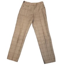 VTG Ralph Lauren LRL Cotton Blend Glen Plaid Pants Womens Sz 4 Leather Straps