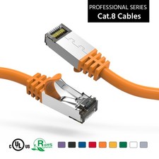 15 Pack of 2Ft CAT8 S/FTP Ethernet Network Cable Orange 26AWG