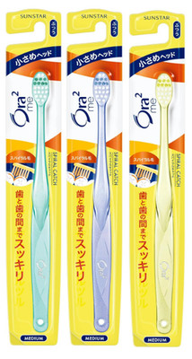 SUNSTAR Ora2 Me Clean Zahnbürste SPIRAL Catch Medium Borsten (3er Set) Japan