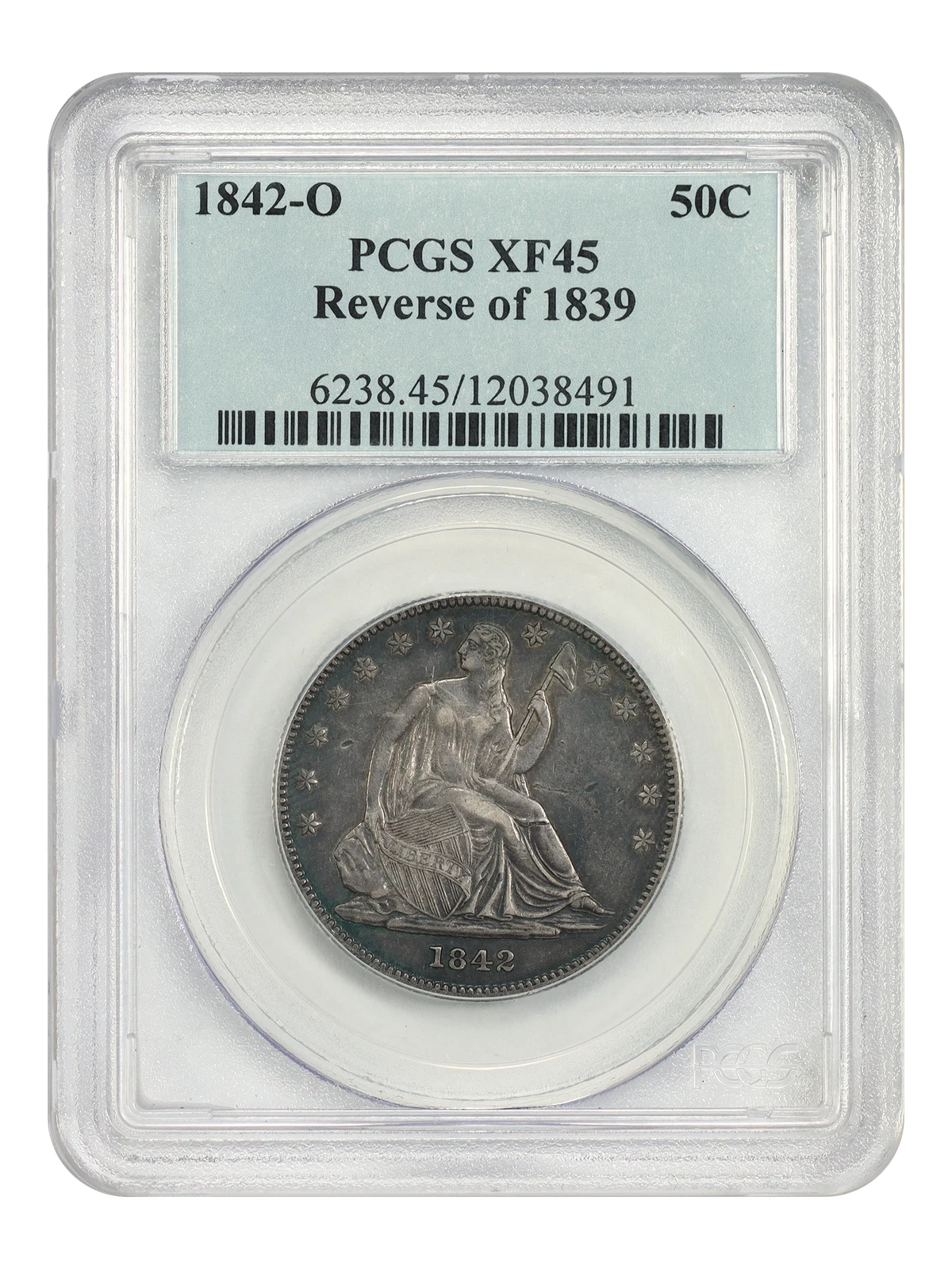 1842-O 50C PCGS XF45 (Small Date, Reverse of 1839) - Liberty Seated Half Dollar