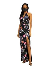 BCX DRESS Womens Slitted Sleeveless Halter Full-Length Evening Sheath Dress