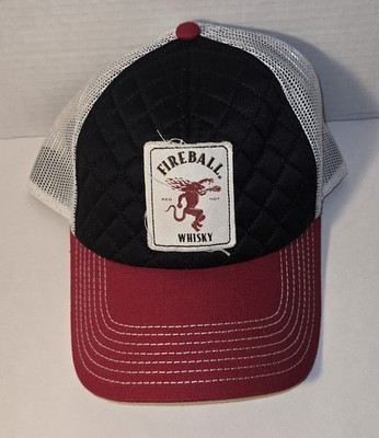 Fireball Whisky Quilted Snapback Mesh White Red Black Baseball Trucker Cap Hat
