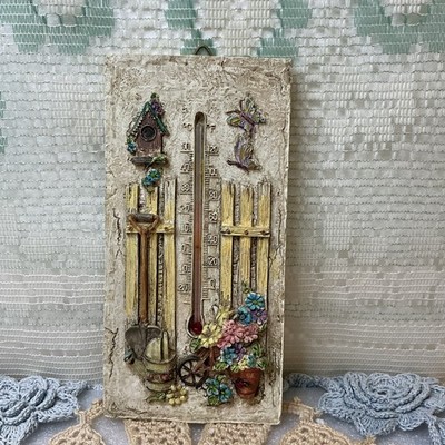 Indoor Or Outdoor Picturesque Garden Motif Wall Thermometer, 3 1/2'' x 7''