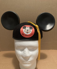 VTG Walt Disney MICKEY MOUSE Ears Black Hat w/ Graduation Tassel MADE IN USA