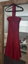 Vintage Silk Ruffle Red Dress