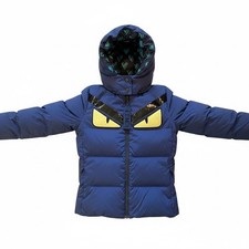Fendi Monster Eye Down Puffer Coat Blue Hooded IT 40 / US 4