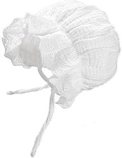 Baby Girl Boy Lace-Cotton-Bonnet Soft Warm Cap Breathable Eyelet One Size White