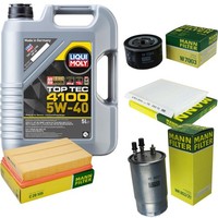 Inspektionspaket 5L Liqui Moly Top Tec 4100 5W-40 FüR Fiat Stilo Multi Wagon 1.9