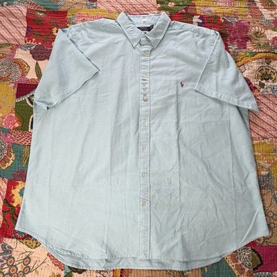 Polo Ralph Lauren 3XLT Aegean Blue Short Sleeve Oxford Button Down Shirt Men NWT