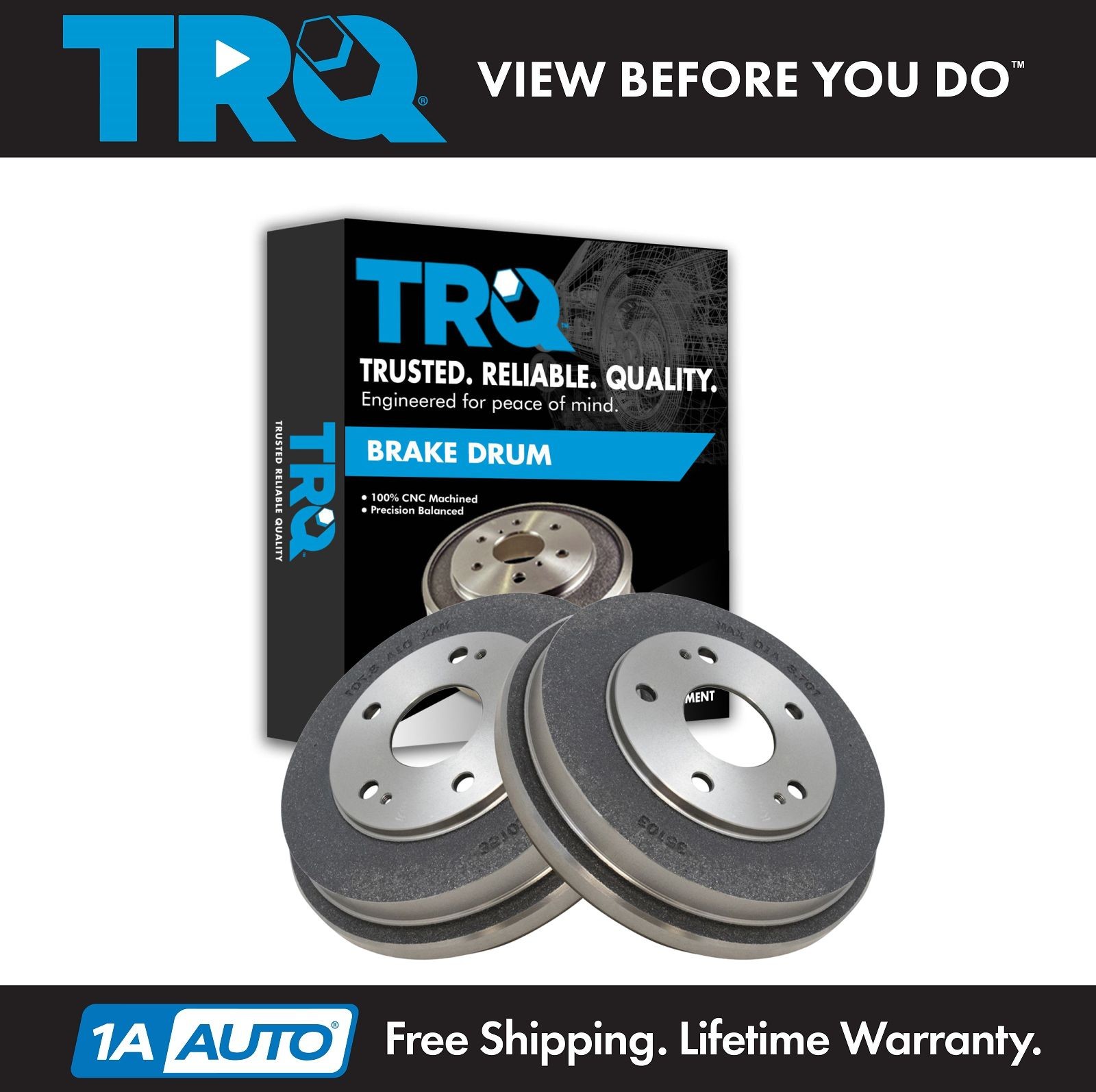 TRQ Rear Brake Drum LH & RH Kit Pair Set of 2 for 03-07 Honda Accord Brand New