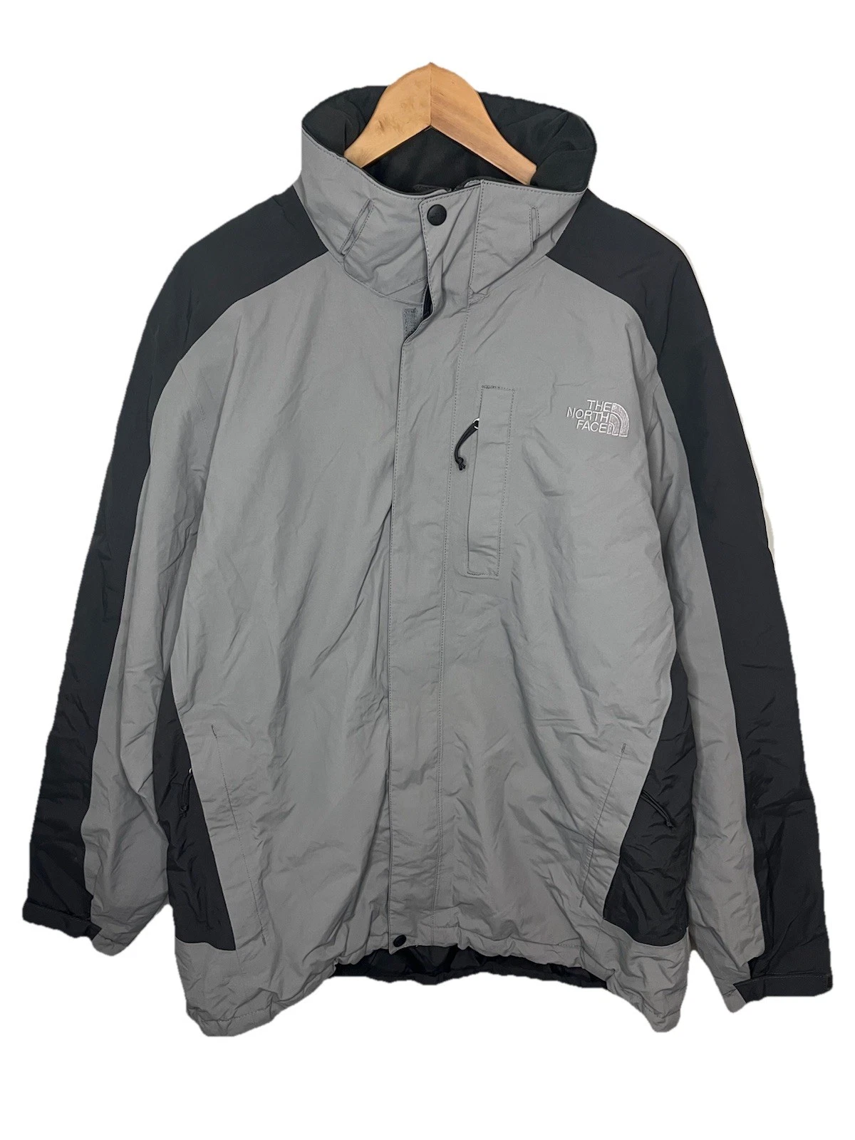The North Face Inlux Insulated Hyvent Jacket Gray Black Ski Snowboarding XL