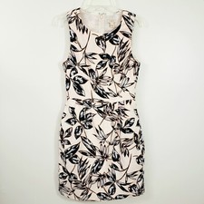 J. Crew Women Size 0 Cream Floral 100% Cotton Sleeveless Pockets Sheath Dress