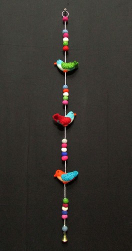 F146 Handmade Multi color Felt Wool Ball Wall Door Hanging Christmas Decor Nepal - Picture 2 of 8