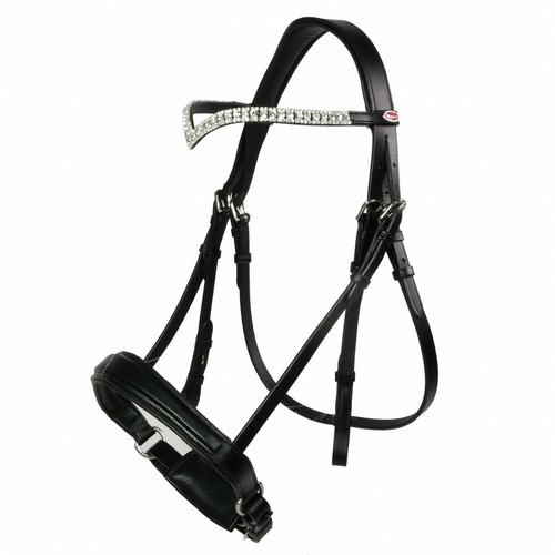 Whitaker Lynton Snaffle Bridle Diamante/Plain Browband Pony/Cob/Full Black/Brown - Picture 2 of 7