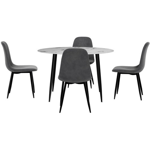Artiss Dining Table and Chairs Set 5PCS Marble Grey Lounge Kitchen Furniture - Picture 3 of 7