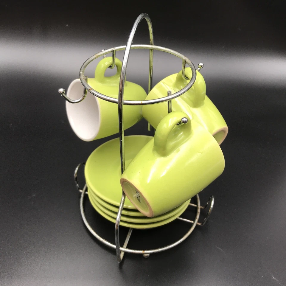 ﻿JUEGO DE 8 TAZAS DE CAFÉ ESPRESSO IMUSA CON ESTANTE Goldenrod AMARILLO - FALTA 1 TAZA Foto 3 de 4