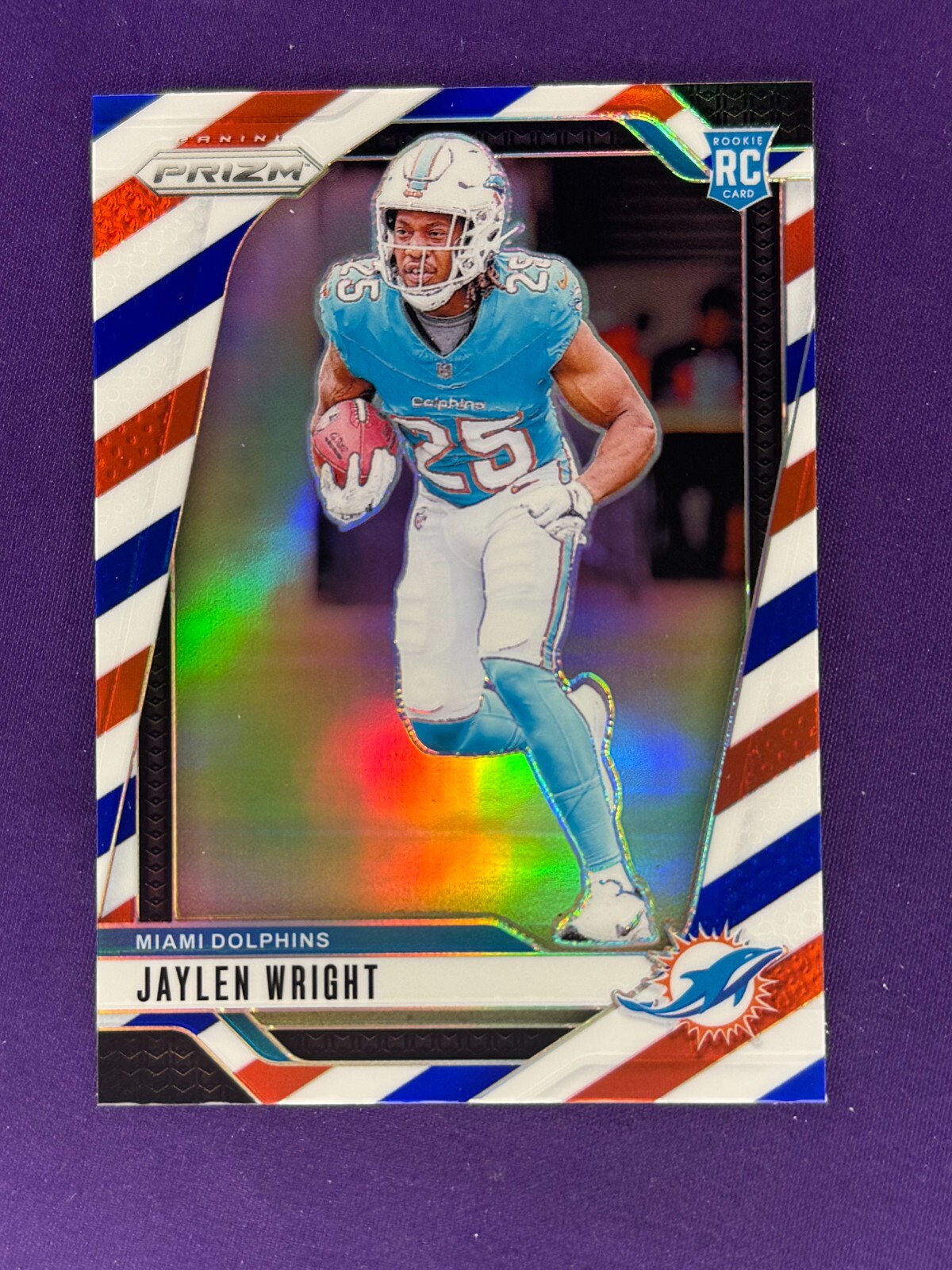 2024 Panini Prizm Jaylen Wright Red White & Blue Prizm RWB Rookie RC #348