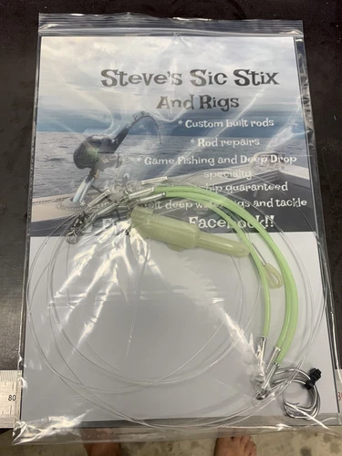 Deep Drop Rigs 14/0 X 3 Hook Glow Tube Rig.     Stainless Circles,Light Included