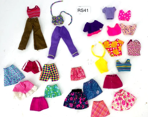 25 Piece Vintage Barbie Clothes Lot Summer Styles Shorts Skirts Tanks Colorful