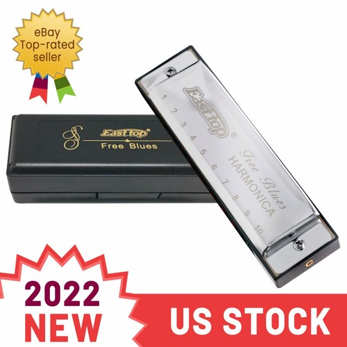 EASTTOP Diatonic Harmonica 1/7 10Holes Blue Harp Mouth Organ Harmonica Set Gift - Picture 18 of 18