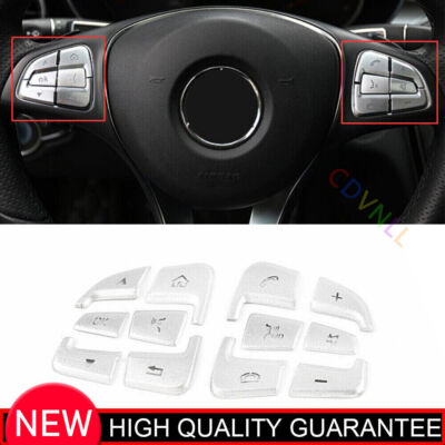 For Benz C-Class W205 2015-16-2018 Matte Silver Front Steering Wheel Frame Cover