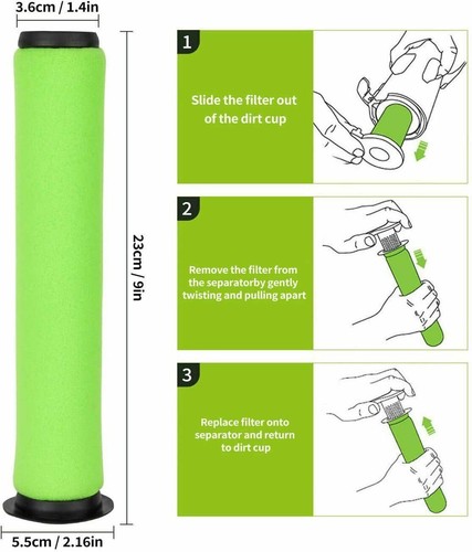 Filtro de tubo de espuma verde de repuesto para aspiradora inalámbrica Gtech 22V Hoover - Imagen 4 de 4