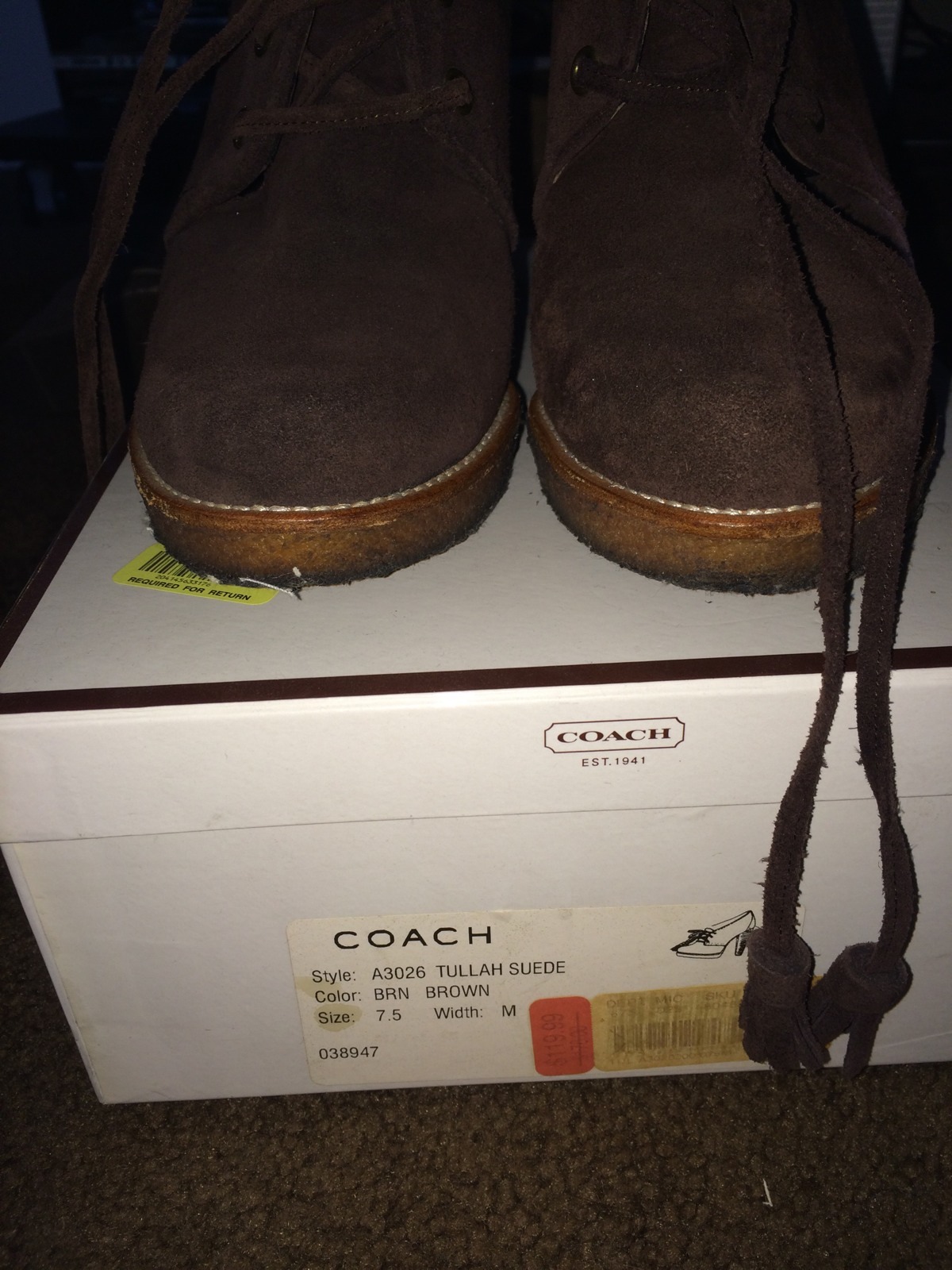 COACH Brown Suede TULLAH Oxford Lace up Bootie Heels 8 $178 | eBay