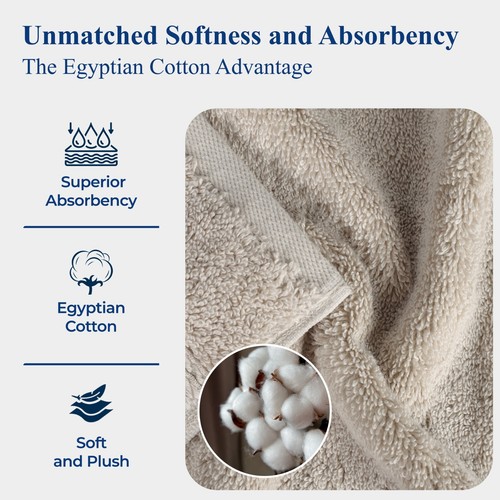 Egyptian Cotton Pile Plush Heavyweight Absorbent Luxury Soft 3-Piece Towel Set - Picture 151 of 196