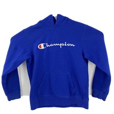 Champion Youth Large Blue Reverse Weave Hoodie